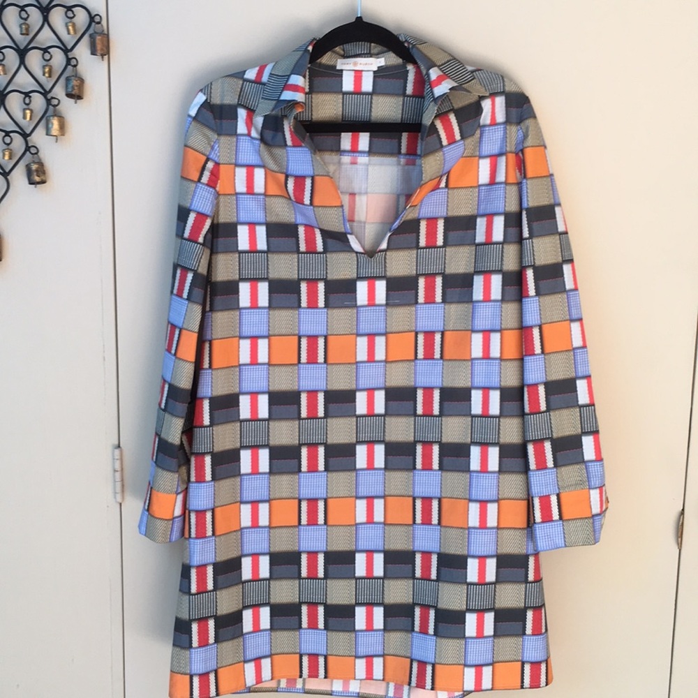 TORY BURCH Patchwork pattern tunic dress NWOT sz 8